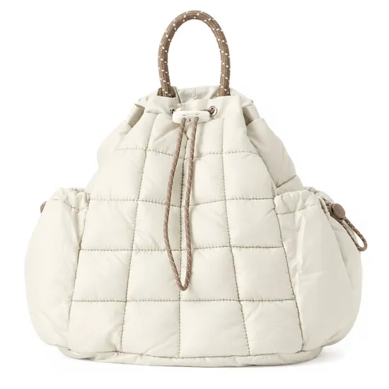 Custom Quilted Puffy Nylon Backpack with Polyester Lining Side Pockets and Adjustable Straps