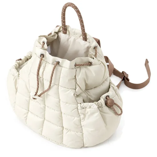 Custom Quilted Puffy Nylon Backpack with Polyester Lining Side Pockets and Adjustable Straps