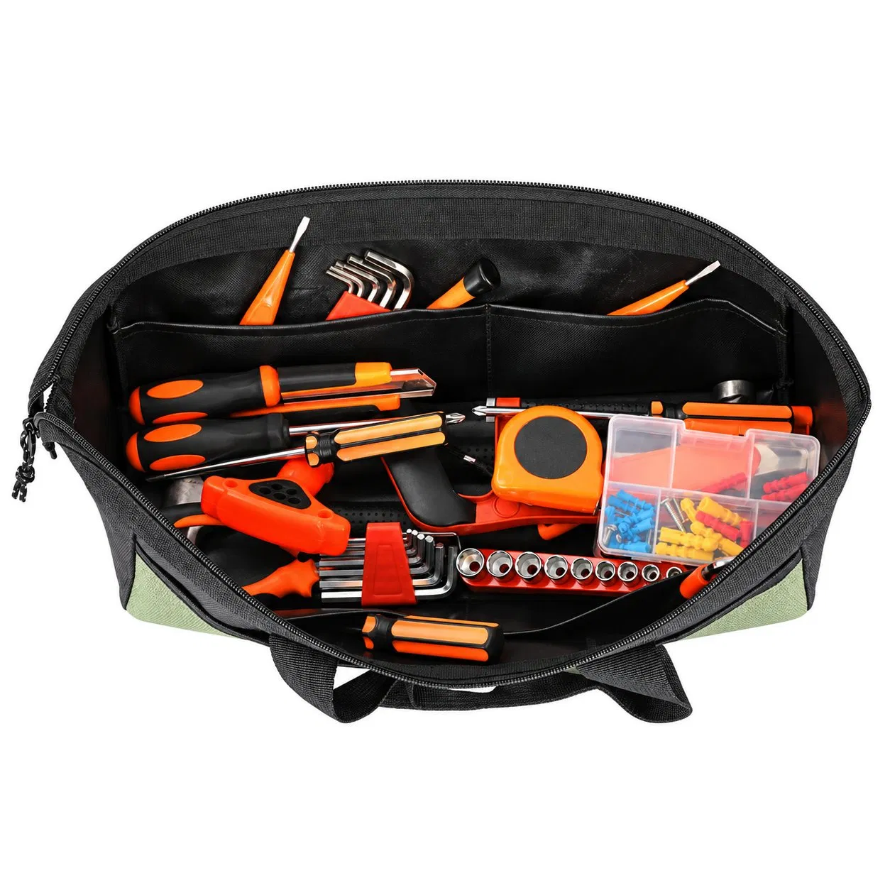 Custom Zipper Hanging Tool Bag for Electricians Plumbers and Carpenters with Organized Storage