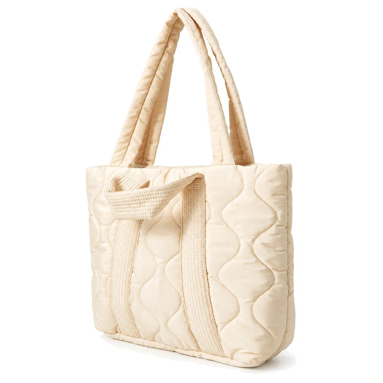 Custom Satin Finish Polyester Tote Bag with Dual Straps Magnetic Closure and Zipper Pocket