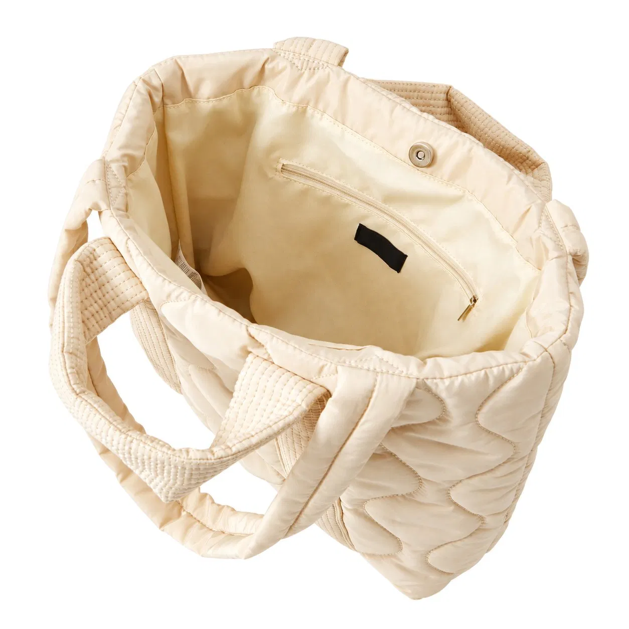 Custom Satin Finish Polyester Tote Bag with Dual Straps Magnetic Closure and Zipper Pocket