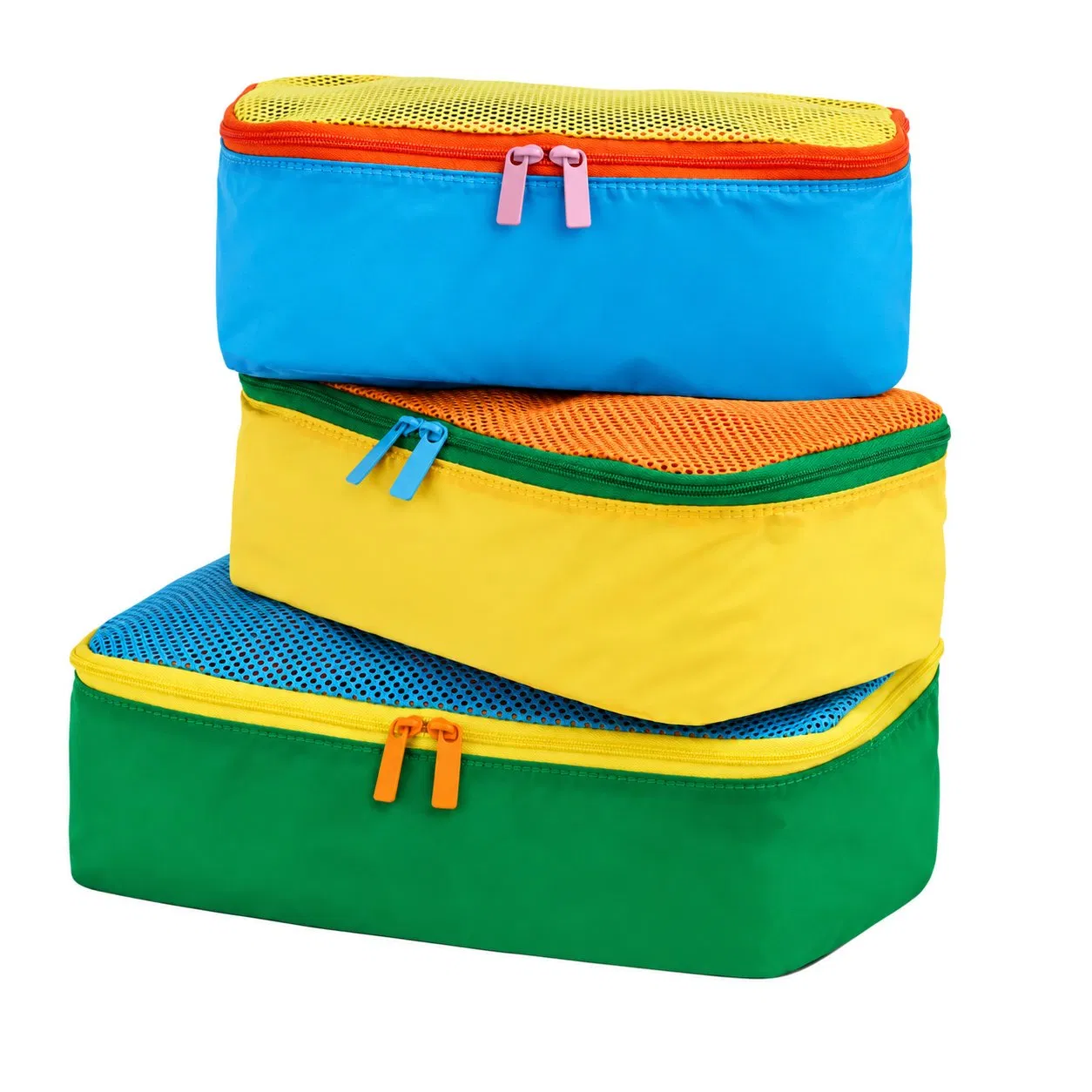 Custom Travel Packing Cube Storage Bag with Mesh Top Zipper and Soft Handle for Kids Clothes