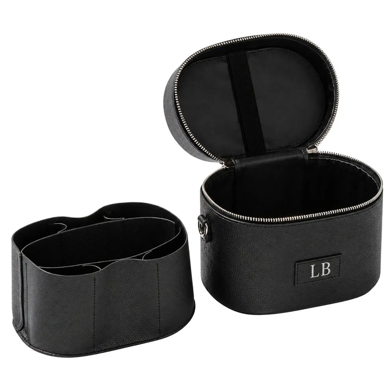 Custom Zipper Toiletry Cosmetic Bag with Soft Handle Removable Divider and Elastic Tool Storage