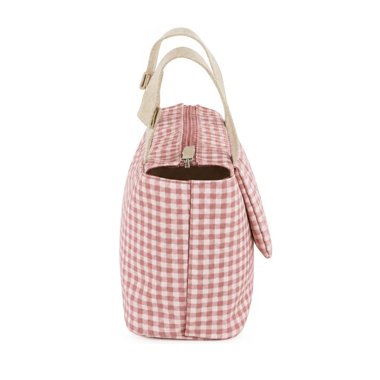 Custom Pink Polyester Cotton Diaper Organizer Caddy Bag with Bottle Pocket for Baby Care Storage