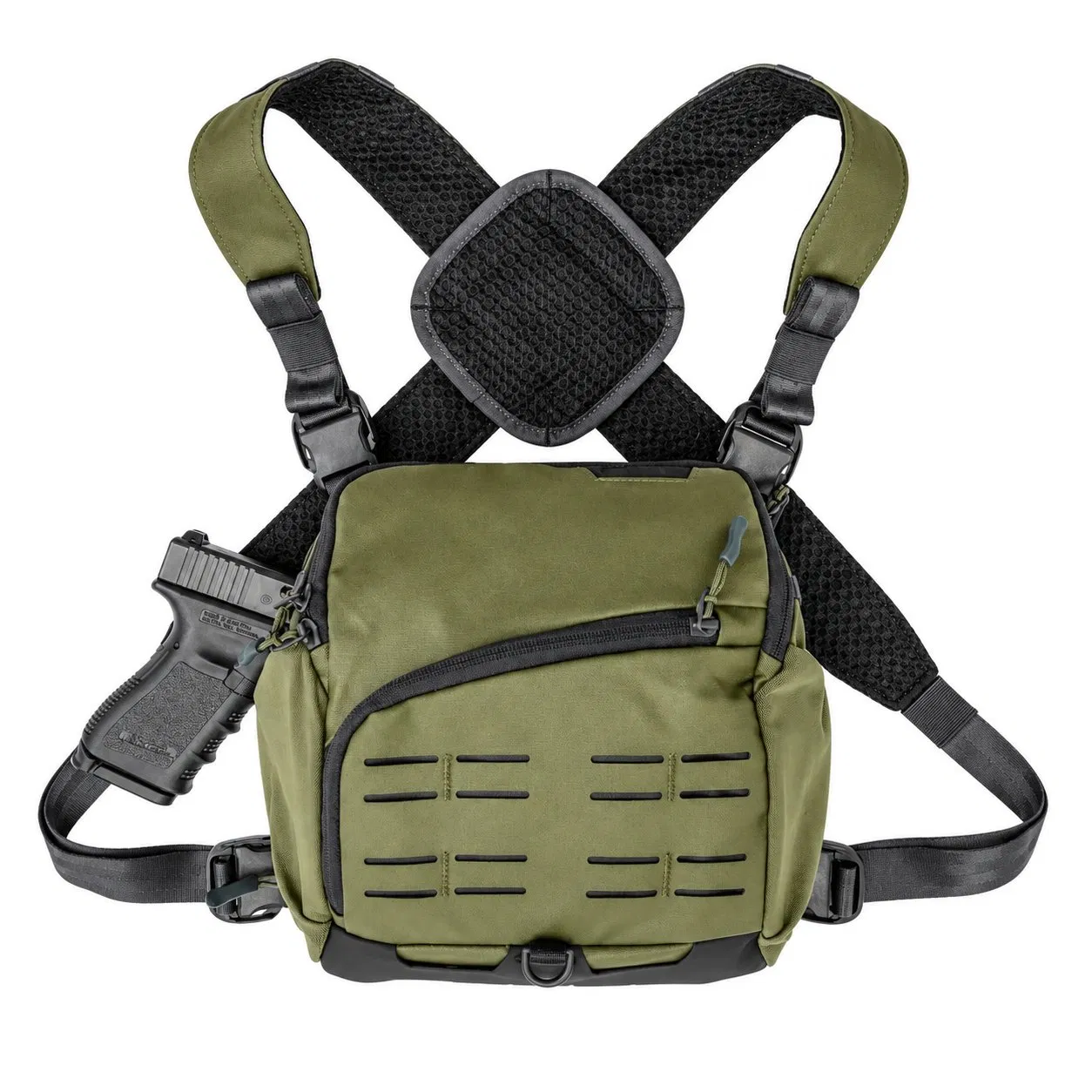 Custom Polyester Binocular Harness Chest Bag with Side Pockets and Padded Mesh Harness for Hiking