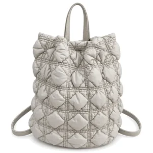 Custom Quilted Nylon Zipper Tote Shoulder Bag with Polyester Lining for Women and Daily Carrying