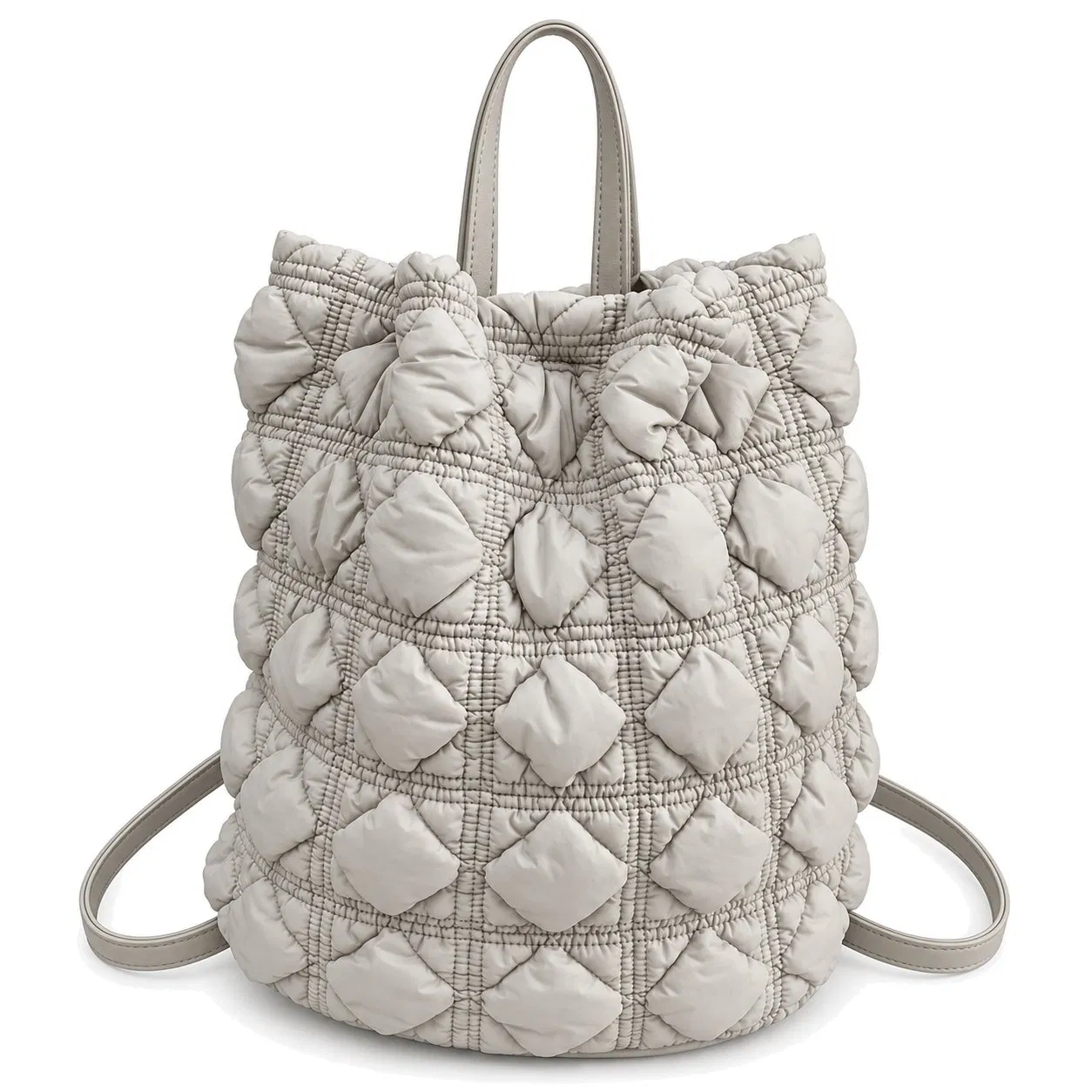 Custom Quilted Nylon Zipper Tote Shoulder Bag with Polyester Lining for Women and Daily Carrying