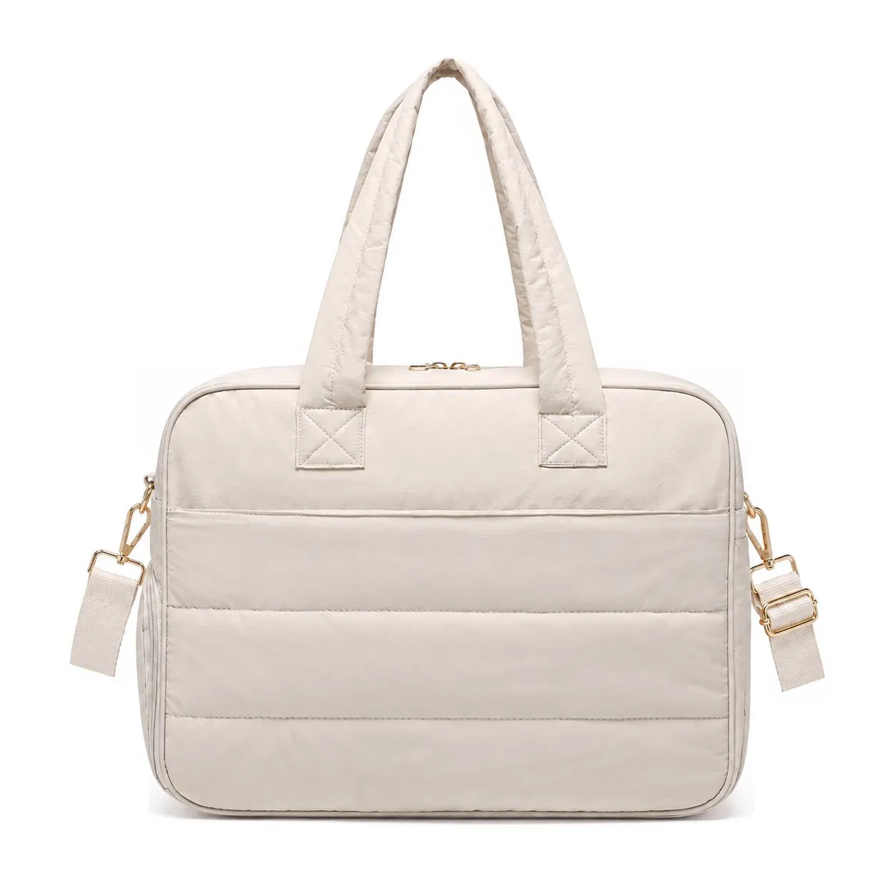 Custom Quilted Nylon Lunch Tote Bag with Laptop Storage Insulated Meal Compartment and Adjustable Strap