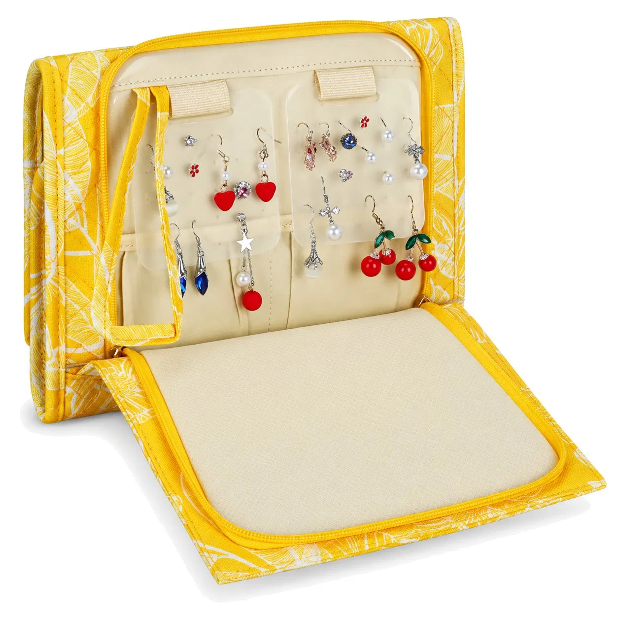 Custom Printed Polyester Roll up Jewelry Organizer Bag for Necklace Earring and Ring Travel Storage