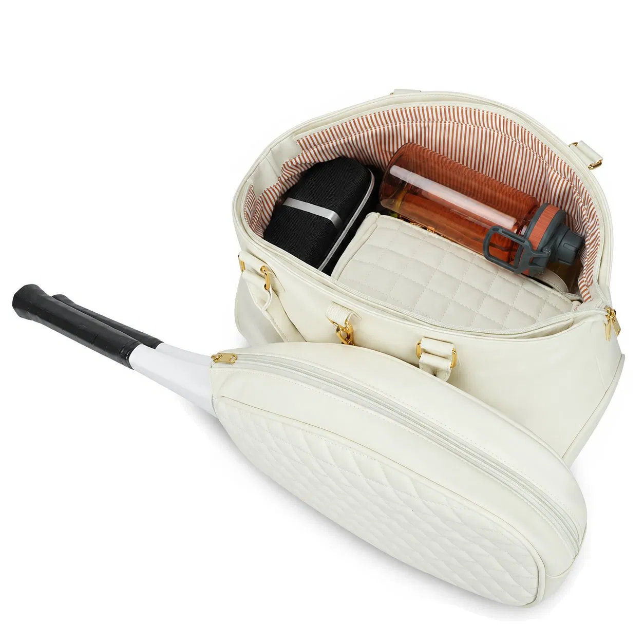 Custom Quilted PU Racket Tote Sling Bag for Women for Tennis Pickleball and Badminton Carrying