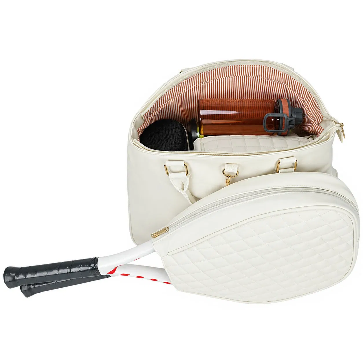 Custom Quilted PU Racket Tote Sling Bag for Women for Tennis Pickleball and Badminton Carrying