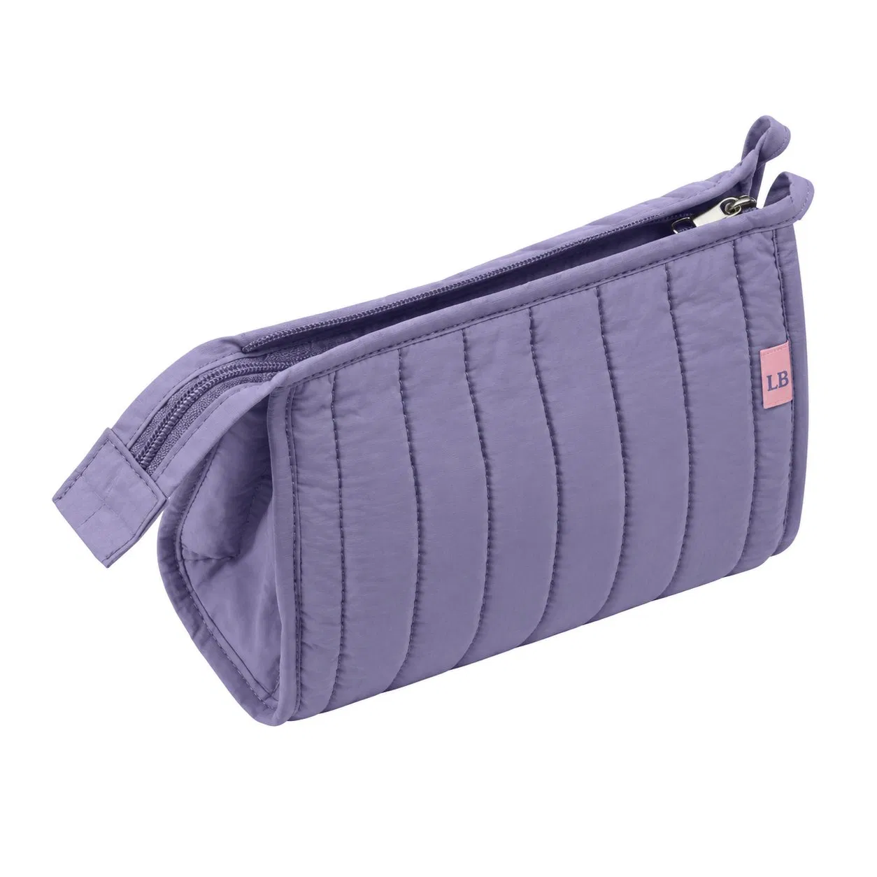 Quilted Canvas Cosmetic Toiletry Organizer Bag with Zipper and Soft Handle for Travel