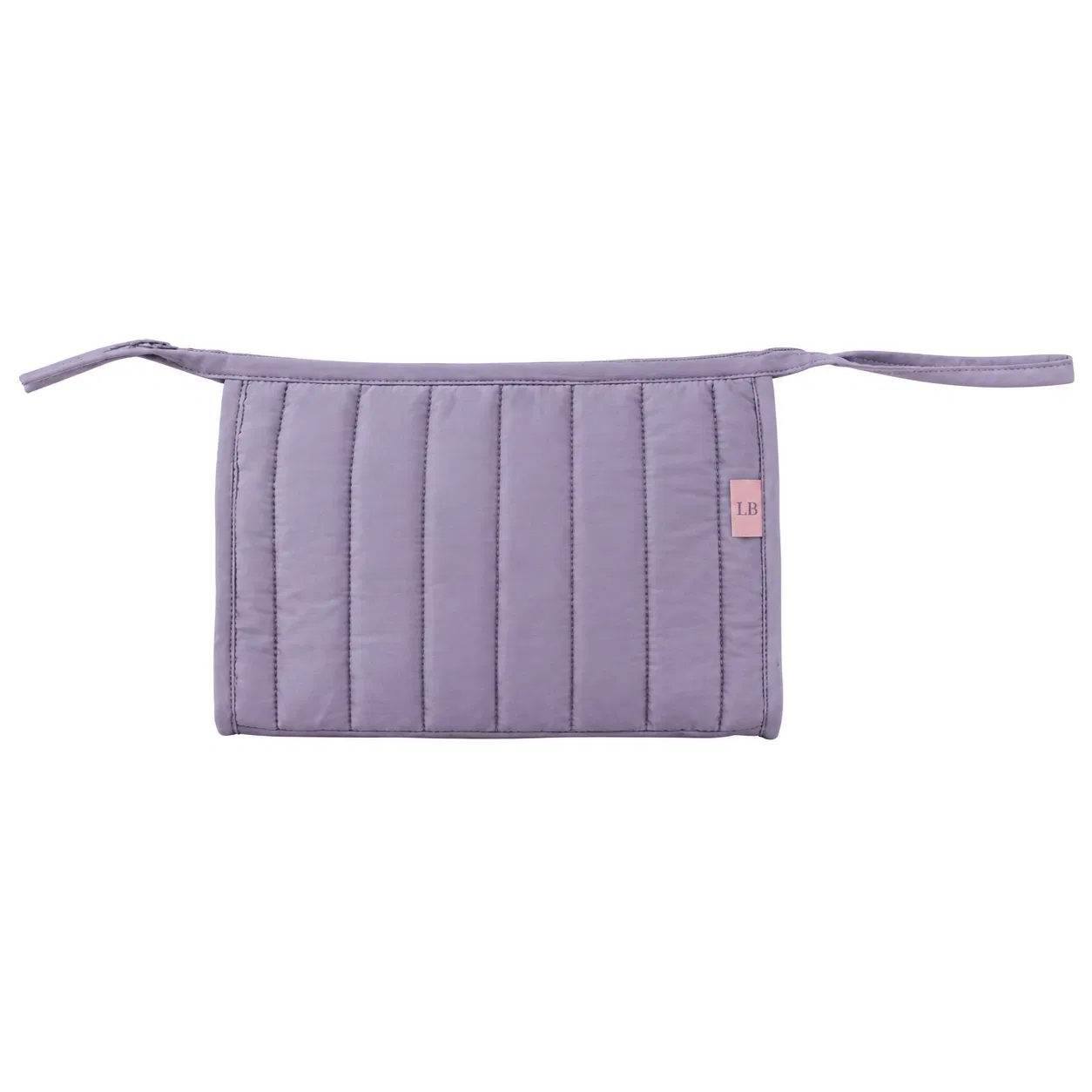 Quilted Canvas Cosmetic Toiletry Organizer Bag with Zipper and Soft Handle for Travel