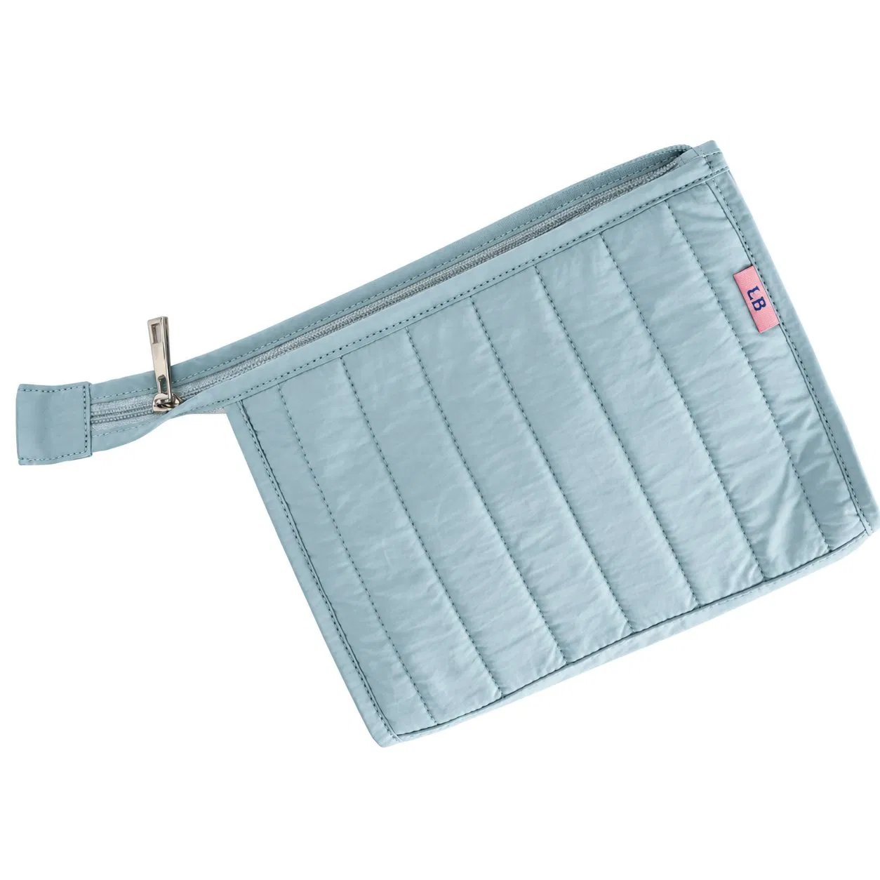 Quilted Canvas Cosmetic Toiletry Organizer Bag with Zipper and Soft Handle for Travel