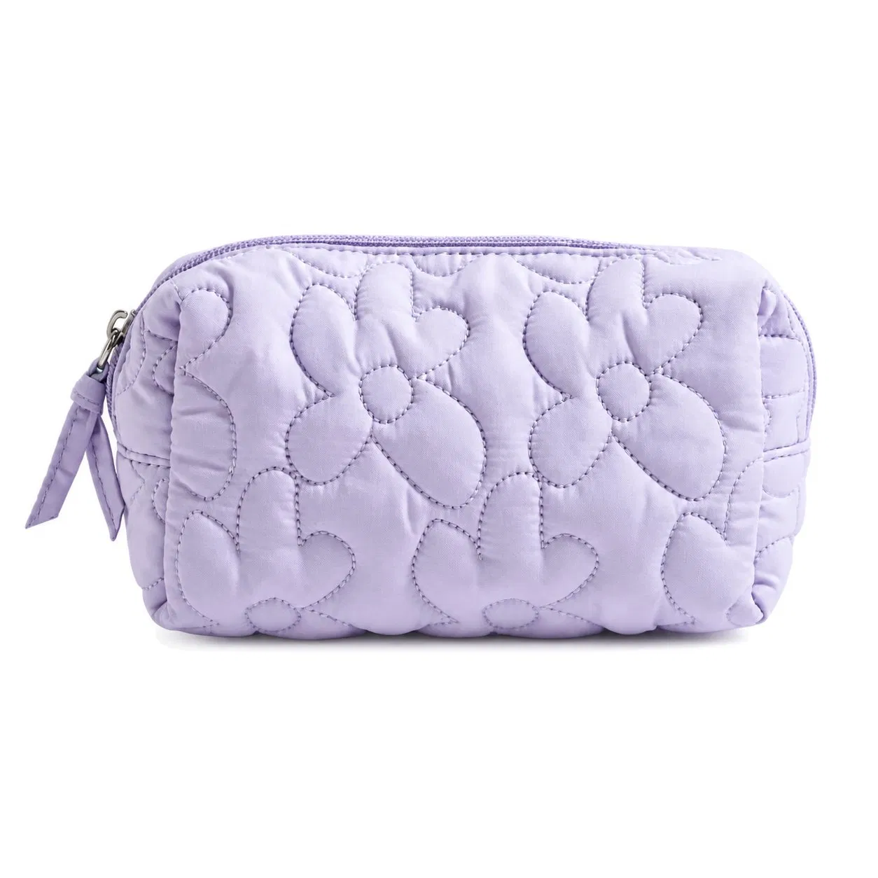 Quilted Canvas Floral Knot Cosmetic Toiletry Organizer Bag with Zipper and Soft Handle for Travel