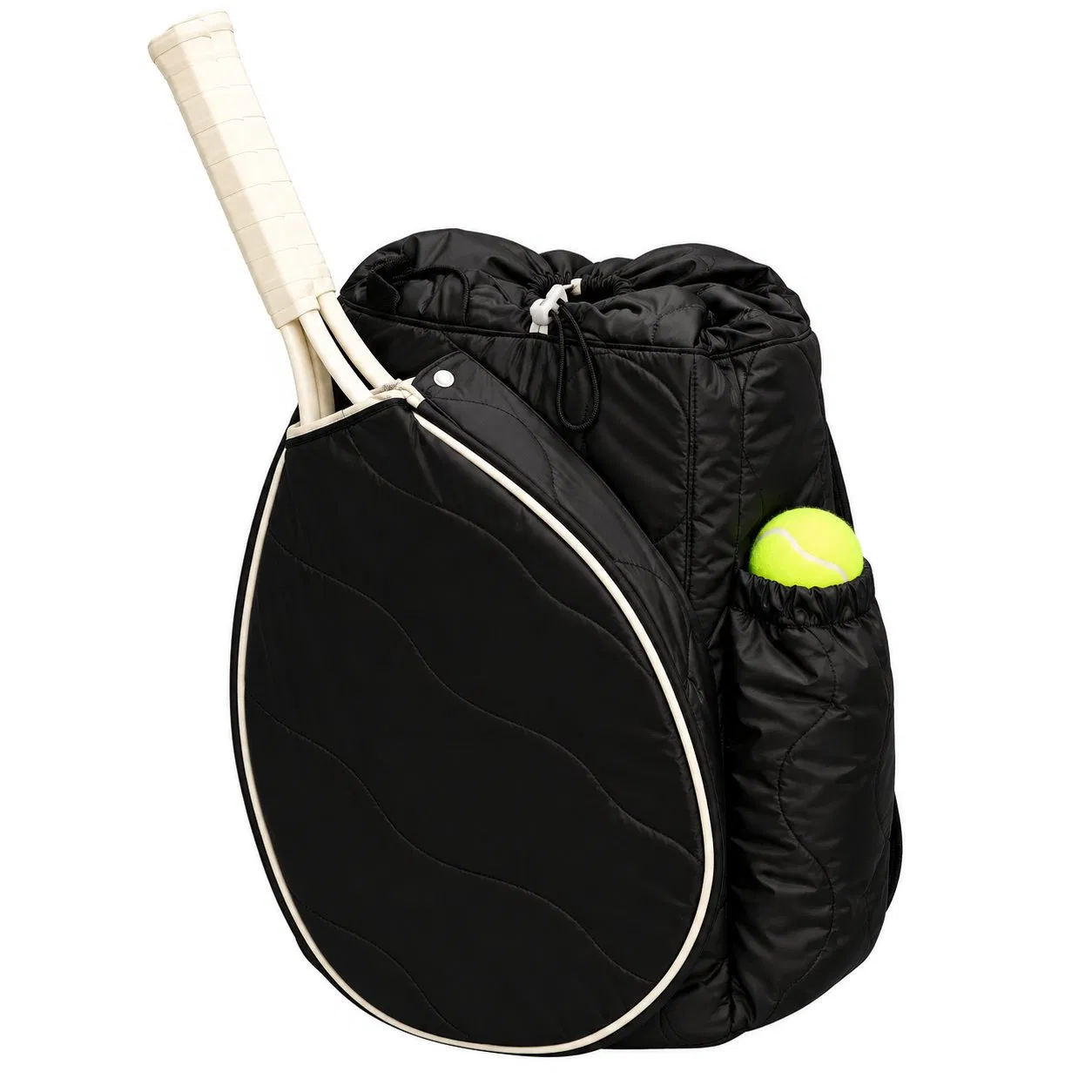 Custom Quilted Tennis Pickleball Racket Tote Backpack Bag with Hidden Straps and Side Pockets