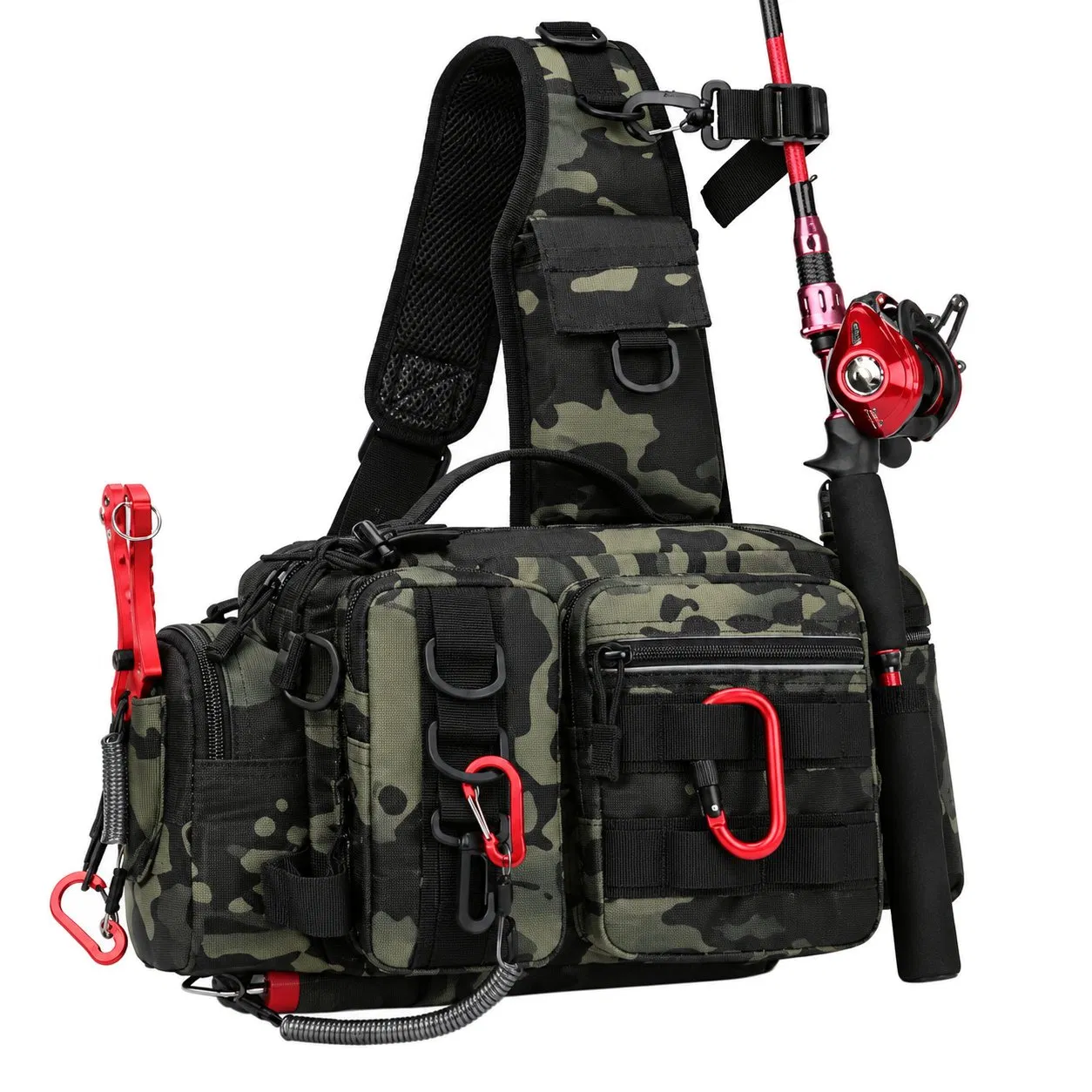Custom Polyester Fishing Tackle Waist Sling Chest Bag with Zipper and Multiple Compartments for Men