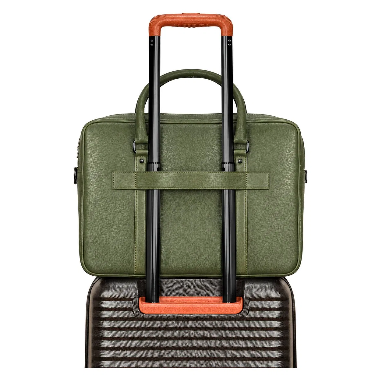 Custom PU Leather Laptop Briefcase Tote Bag with Adjustable Shoulder Strap for Men Business Travel