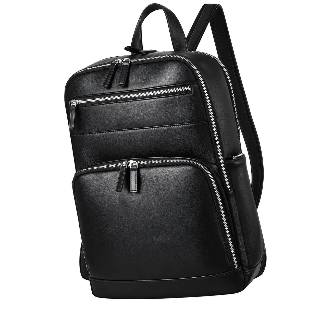Custom PU Leather Laptop Backpack with Computer Compartment for Men Business Office College Travel