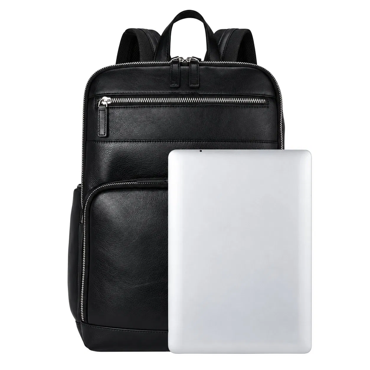 Custom PU Leather Laptop Backpack with Computer Compartment for Men Business Office College Travel