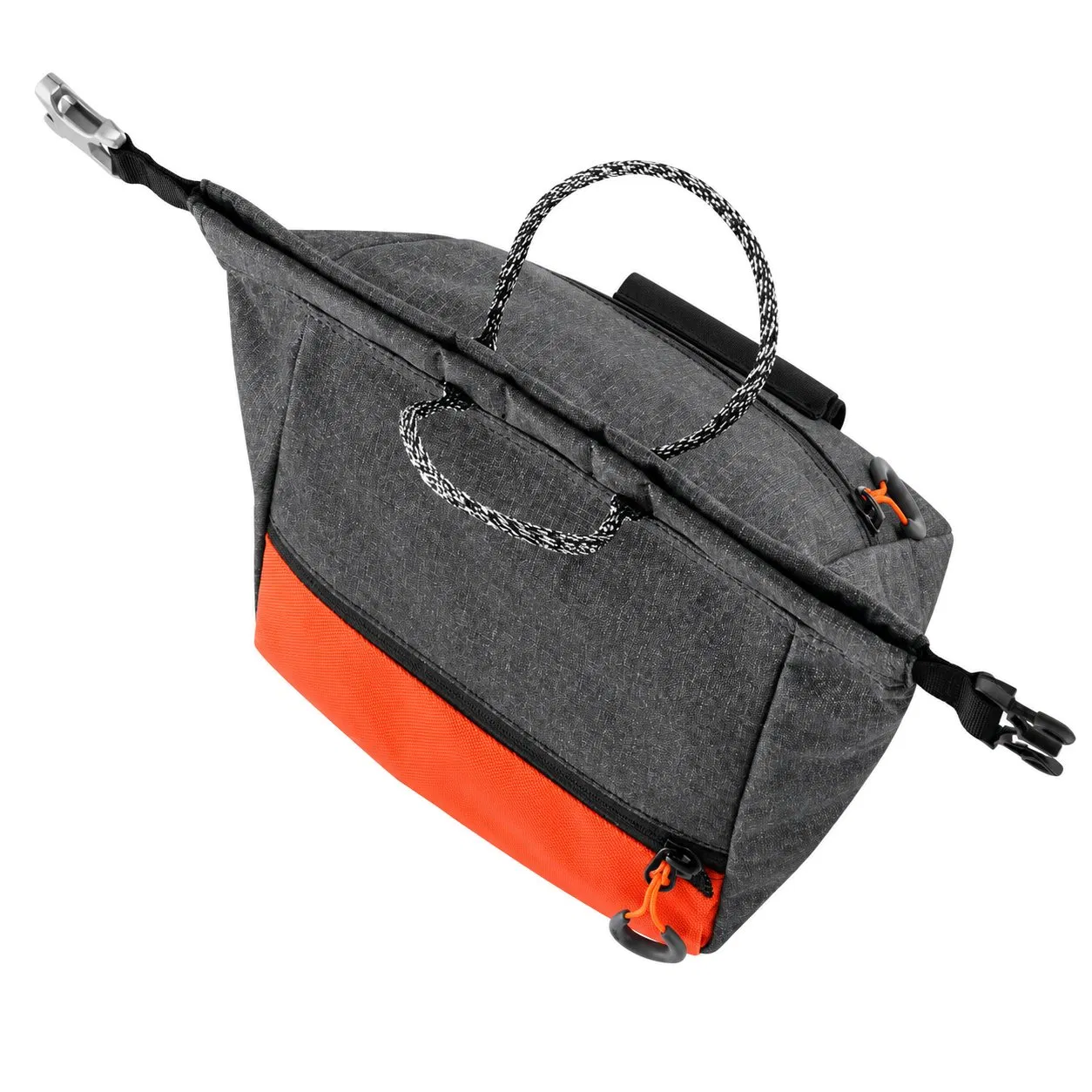 Custom Nylon Polyester Bouldering Chalk Bag with Semi Rigid Base Magnetic Roll Top and Brush Holders