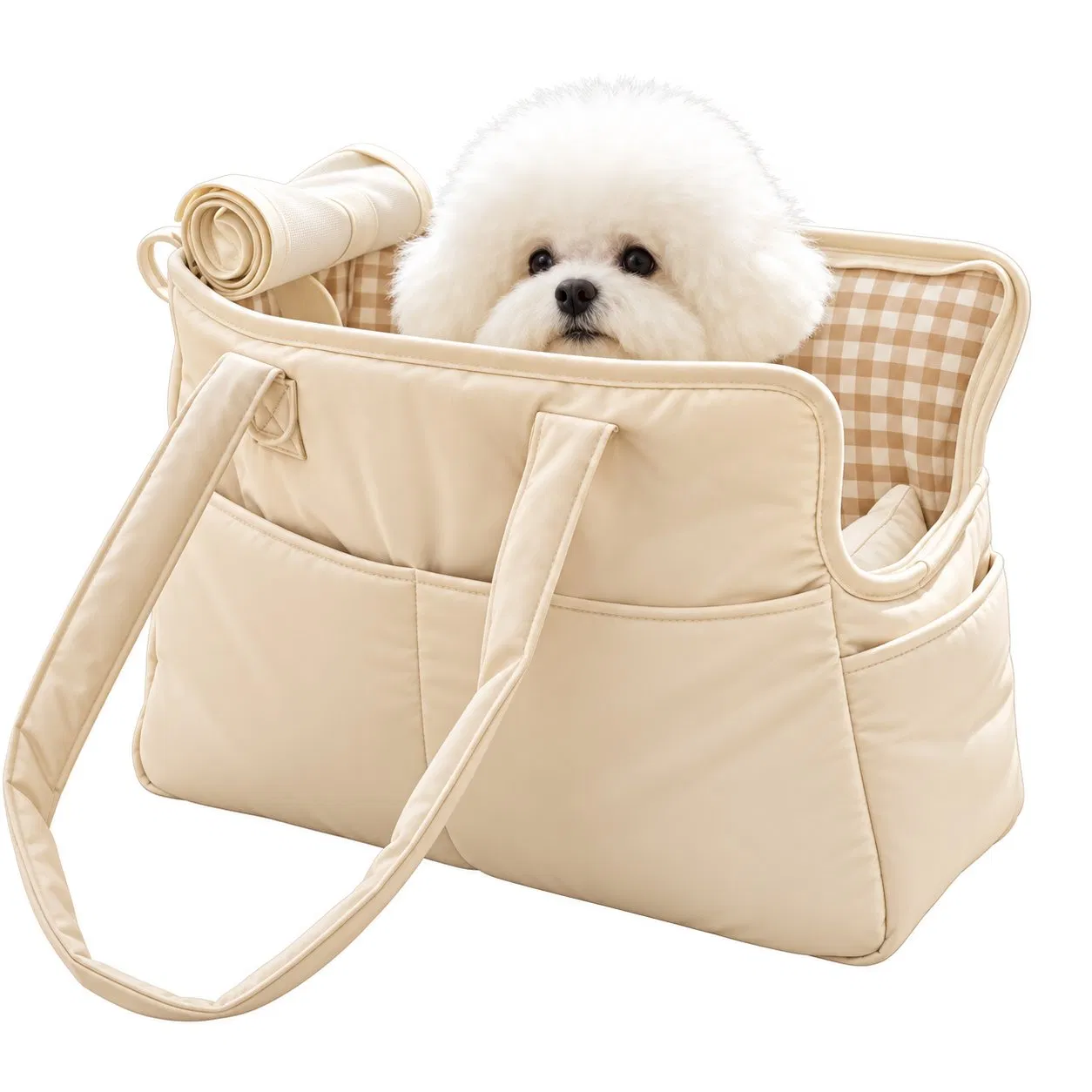 Custom Soft Sided Foldable Pet Travel Carrier Bag with Large Pocket for Small Dogs Puppies and Cats