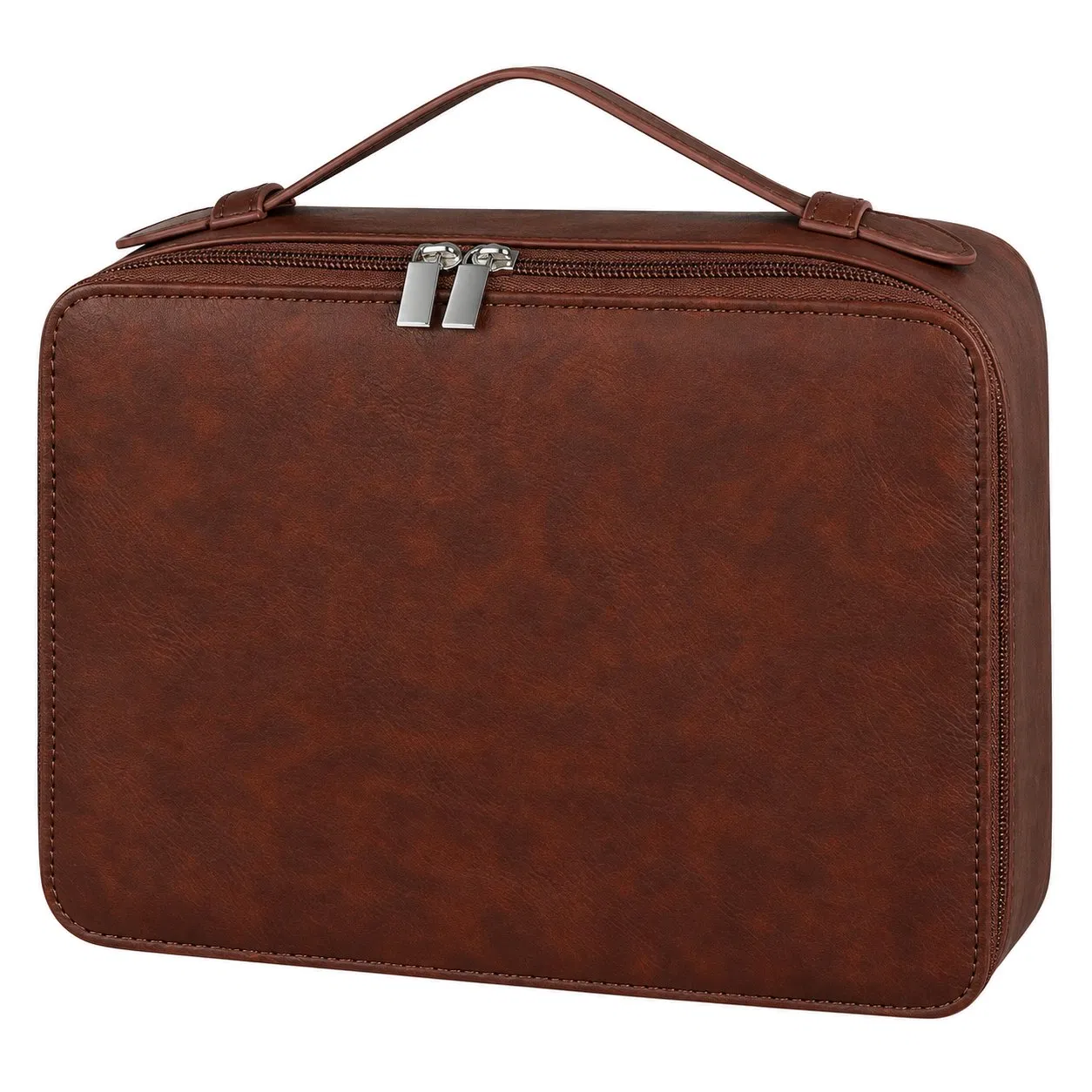 Custom Travel Toiletry Cosmetic Organizer Bag with Removable Magnetic Dividers and Brush Pouch