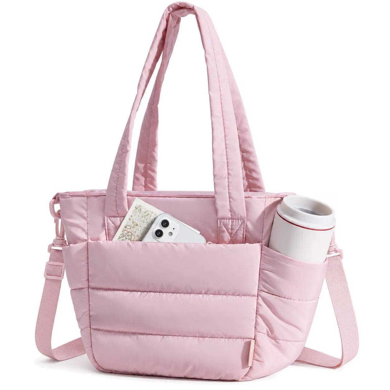 Custom Quilted Puffer Insulated Lunch Tote Bag with PEVA Lining and Shoulder Strap for Women Work Travel