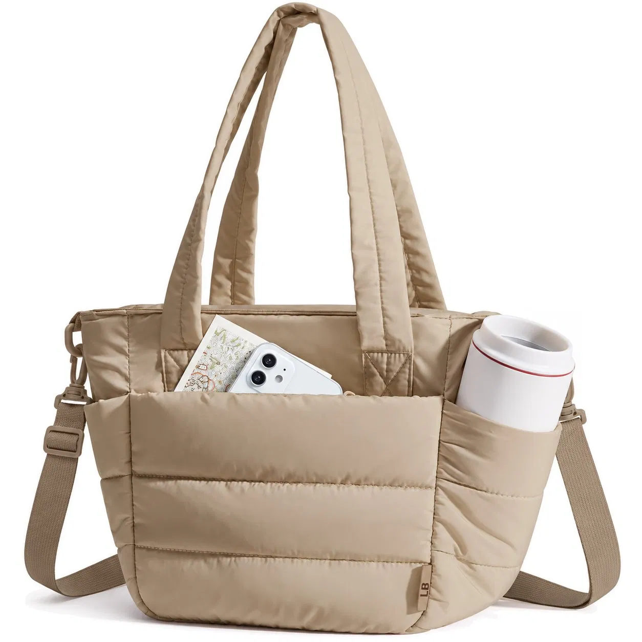 Custom Quilted Puffer Insulated Lunch Tote Bag with PEVA Lining and Shoulder Strap for Women Work Travel