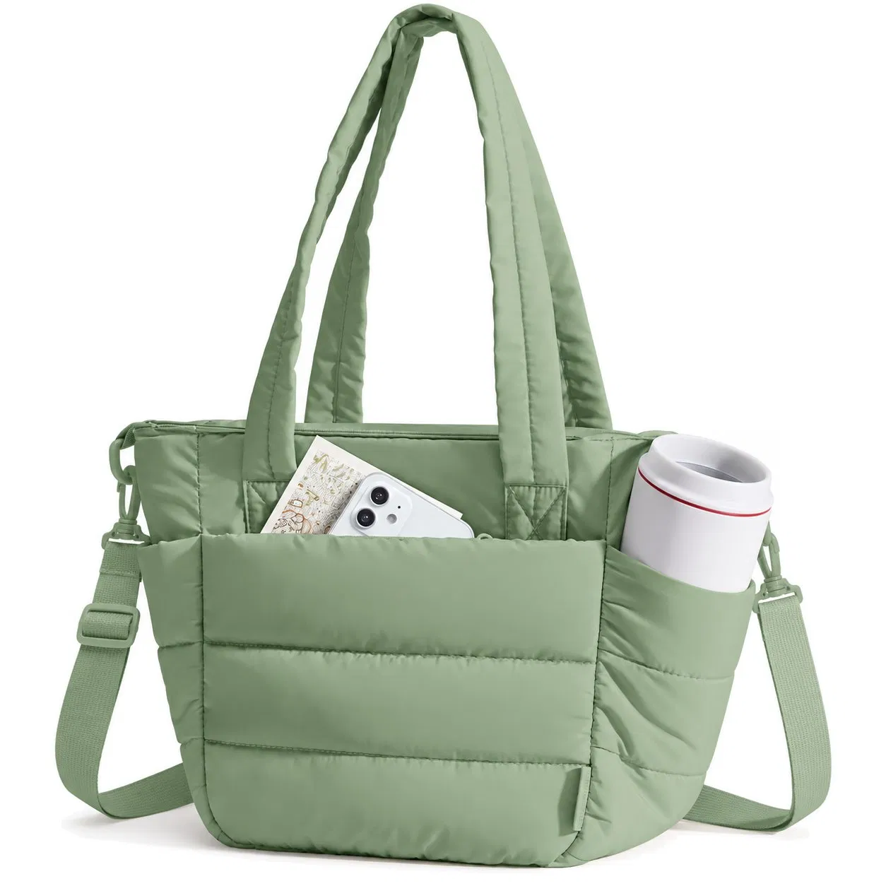 Custom Quilted Puffer Insulated Lunch Tote Bag with PEVA Lining and Shoulder Strap for Women Work Travel