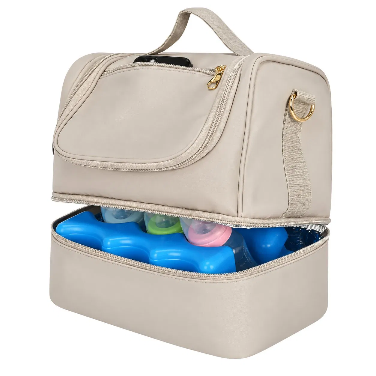 Custom Portable Breast Milk Bottle Cooler Breast Pump Storage Bag for Mommy Travel in EVA or Cotton