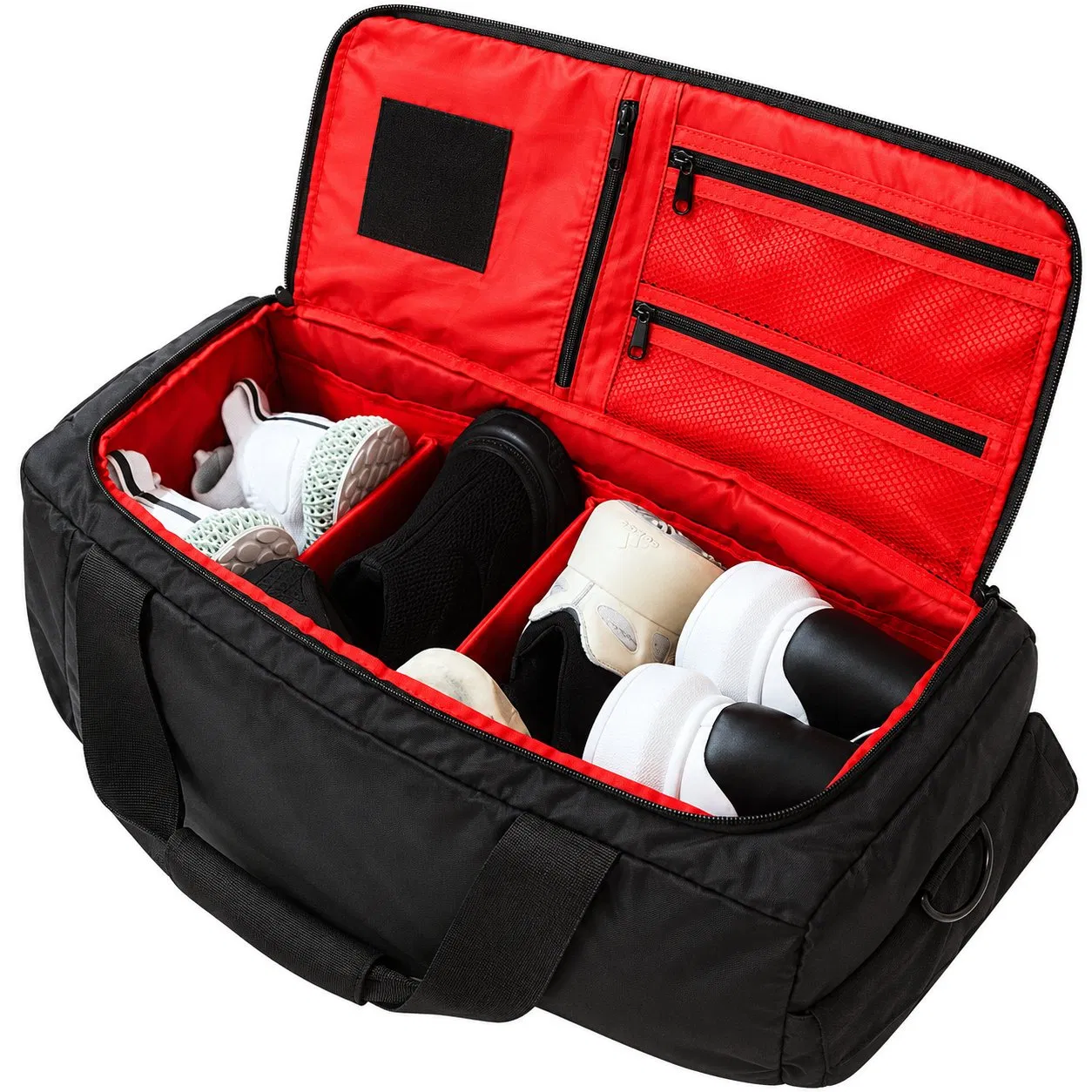 Custom Polyester Four Pair Sneaker Storage Gym Sports Travel Duffel Weekender Bag with Zipper