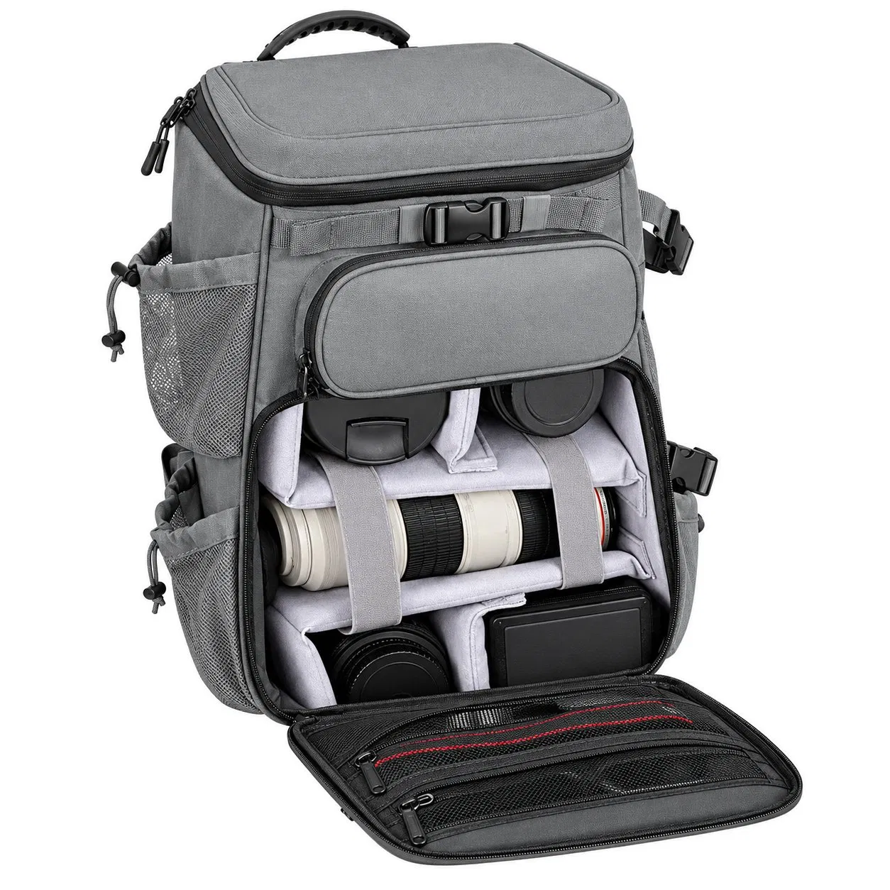 Custom Polyester Camera Photography Backpack with Zipper and Multiple Pockets for Outdoor Travel