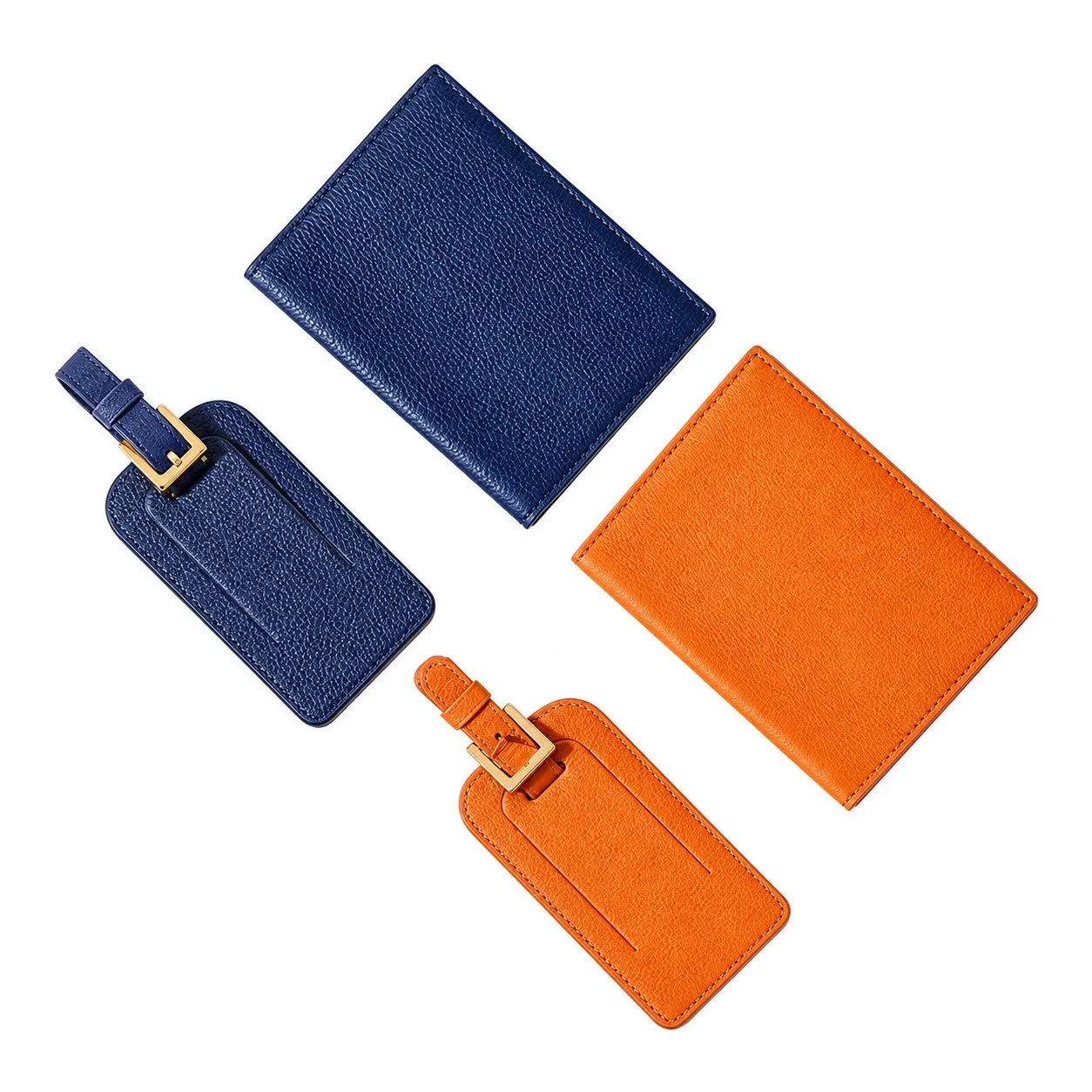 Custom PU Leather Travel Luggage Tag with Adjustable Buckle Strap and Privacy ID Holder