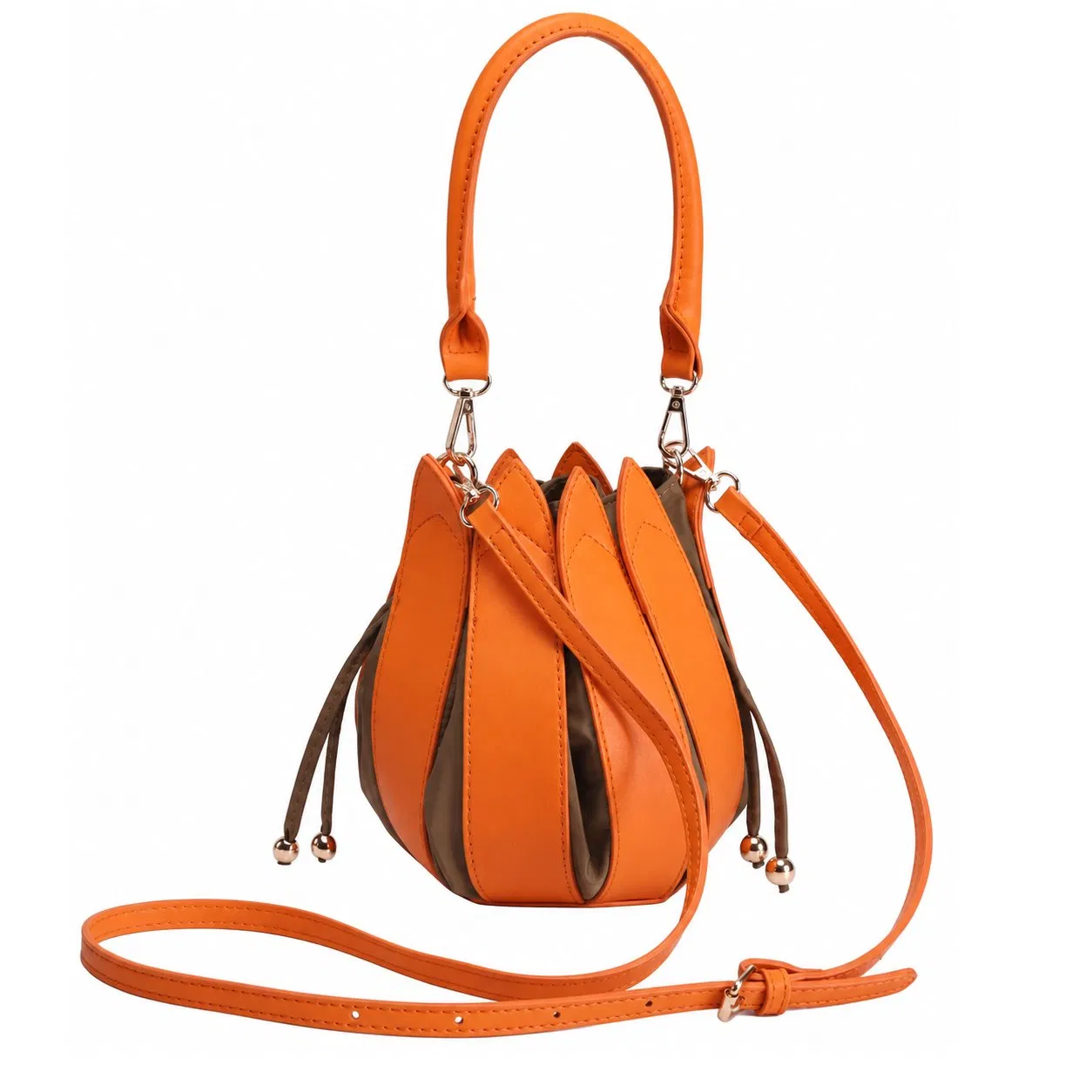 Custom PU Leather Mini Bucket Shoulder Bag for Women with Drawstring Closure