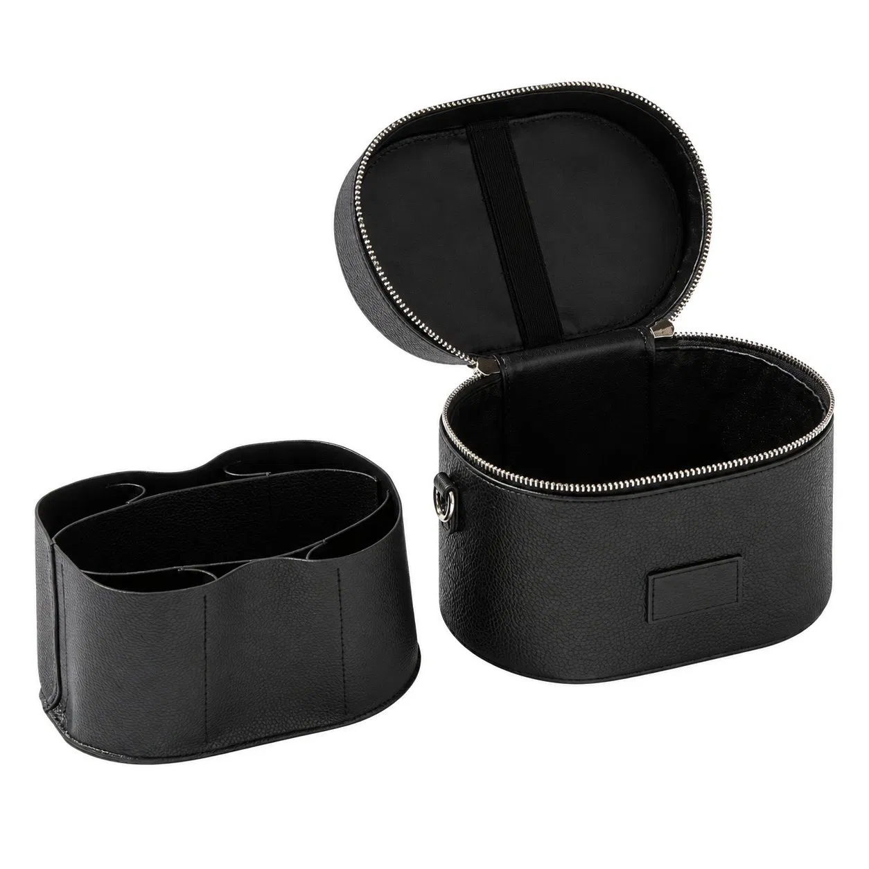 Portable Travel Cosmetic Bag with Removable Dividers and Dual Zipper Closure