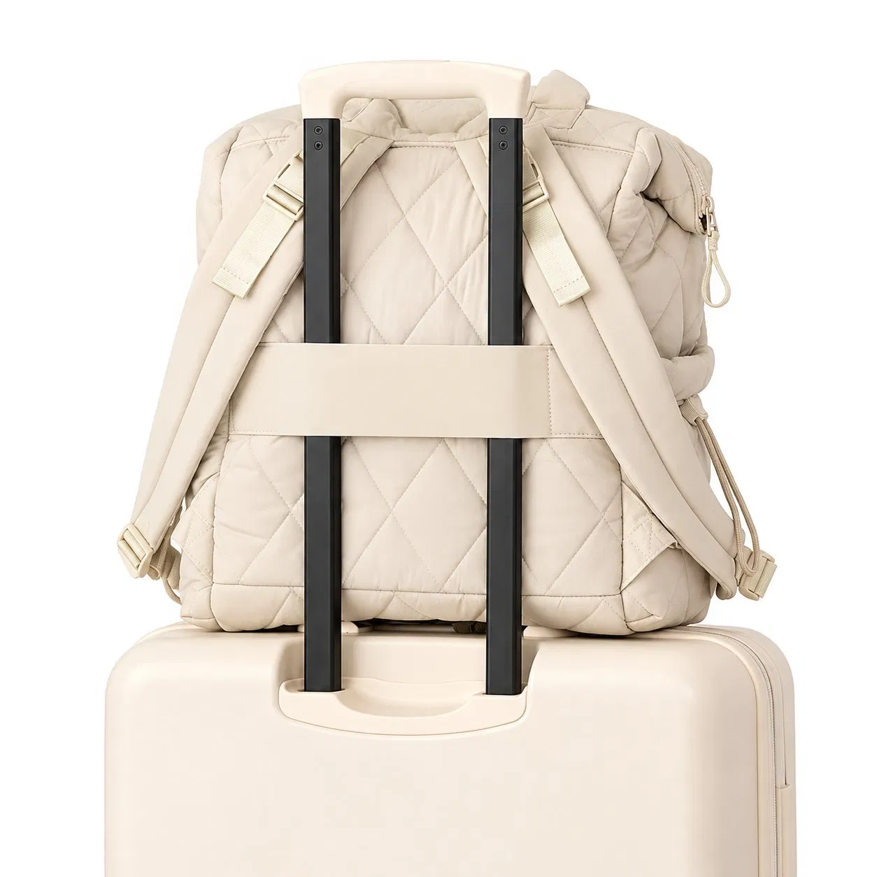 Nylon Quilted Diaper Backpack with Zipper Closure for Travel and Daily Use