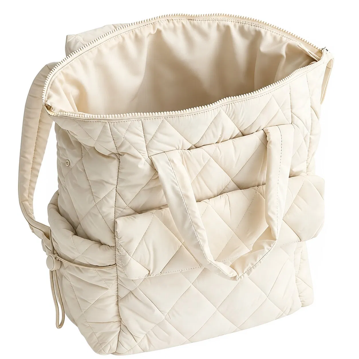 Nylon Quilted Diaper Backpack with Zipper Closure for Travel and Daily Use