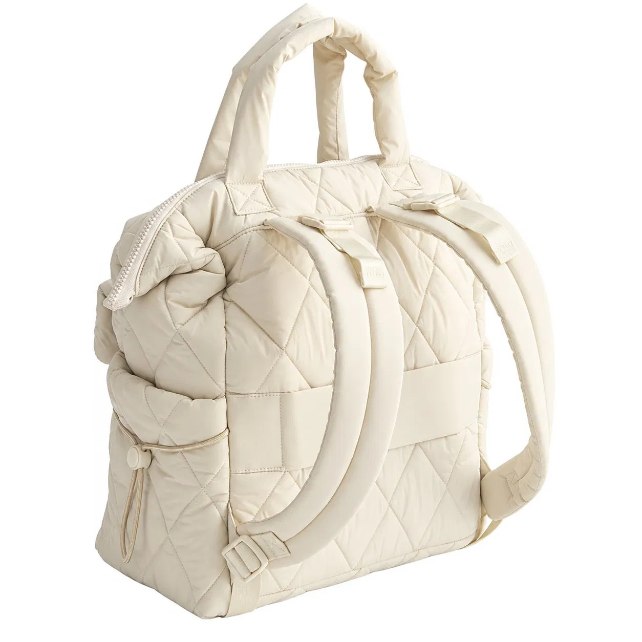 Nylon Quilted Diaper Backpack with Zipper Closure for Travel and Daily Use