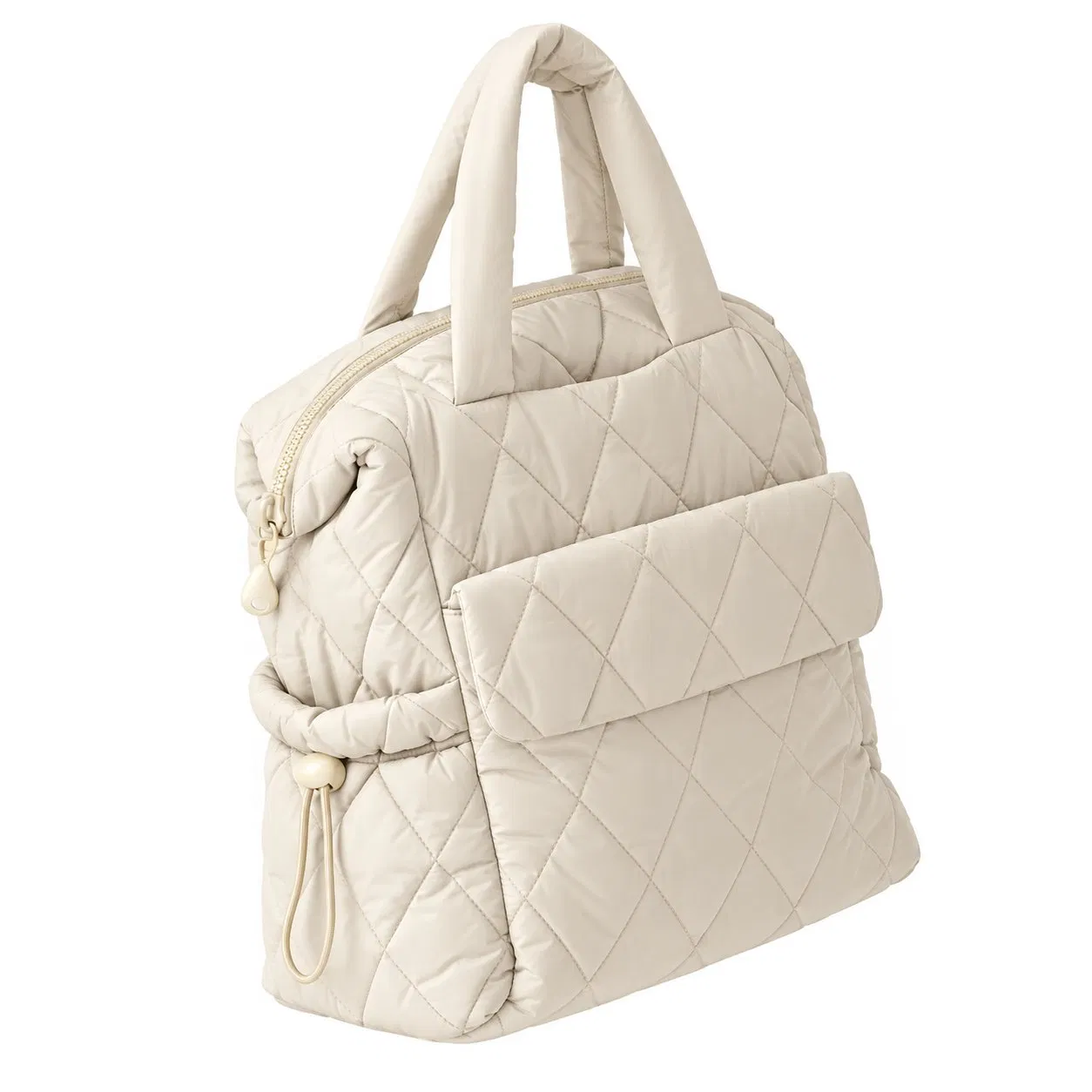 Nylon Quilted Diaper Backpack with Zipper Closure for Travel and Daily Use