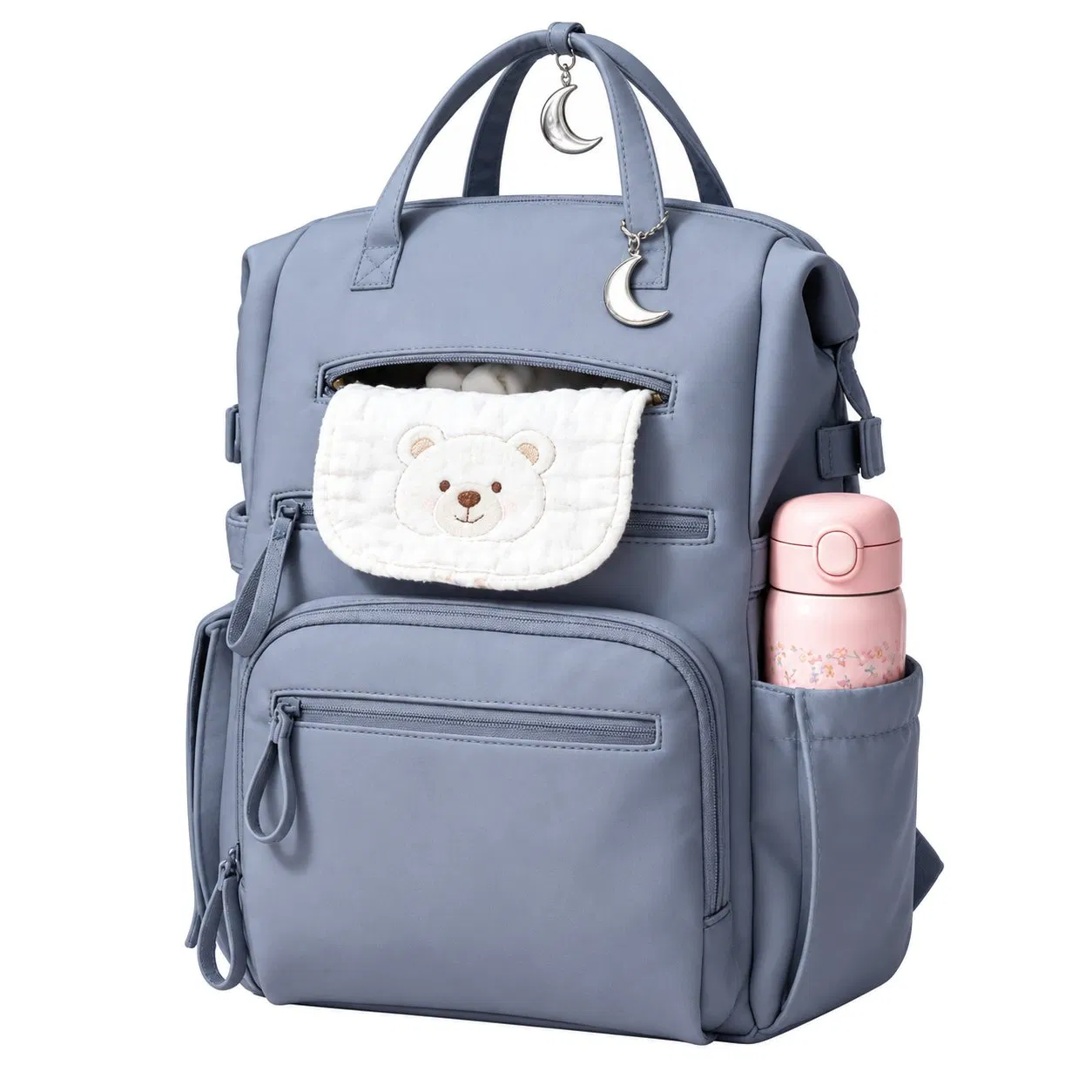 Neoprene Diaper Backpack with Zipper Closure and Large Capacity for Travel