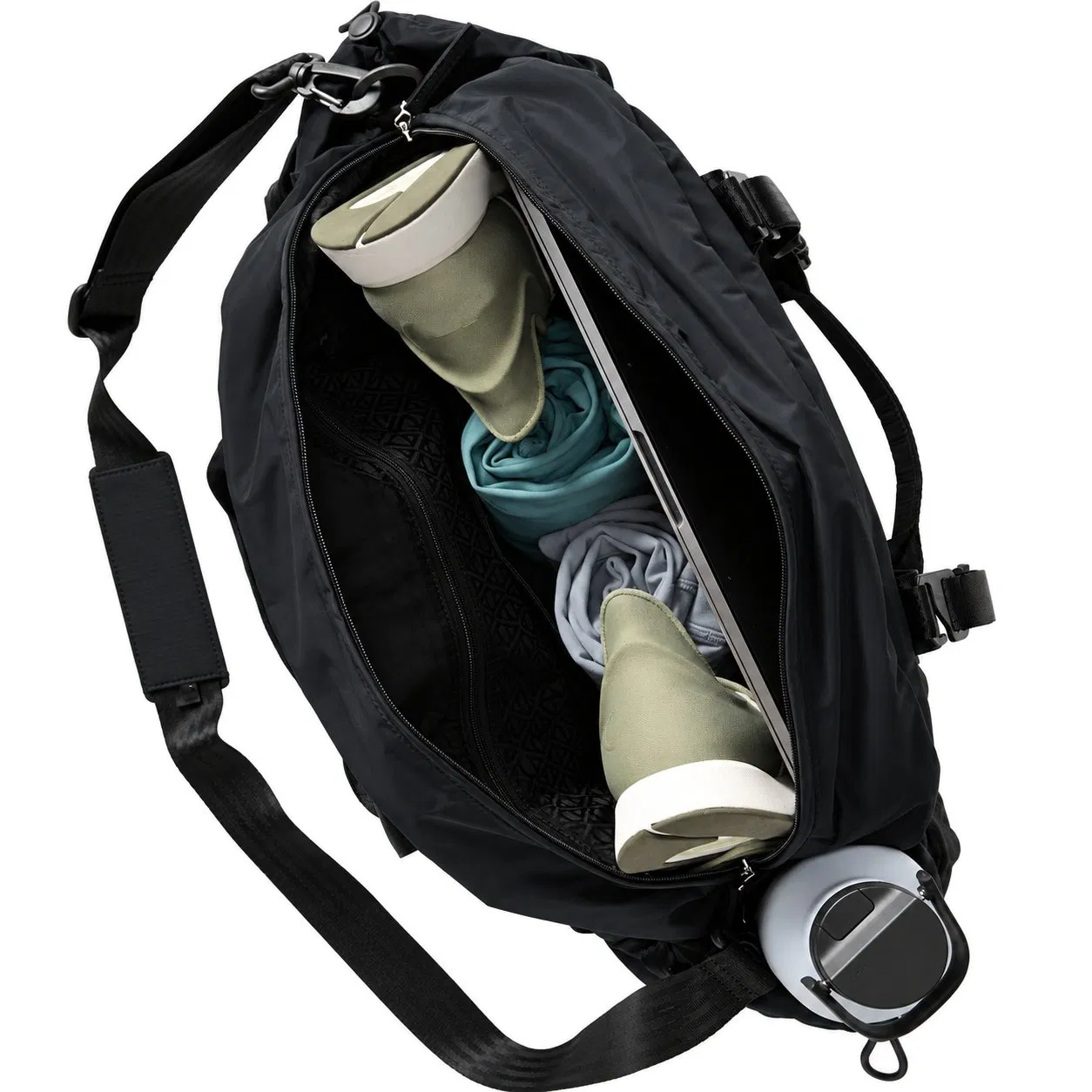 Polyester Gym Travel Duffel Bag with Shoe Compartment and Adjustable Strap