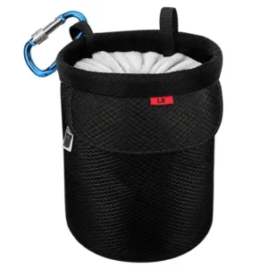 Rock Climbing Chalk Bag with Two Zipper Pockets Drawstring Closure and Fleece Lining