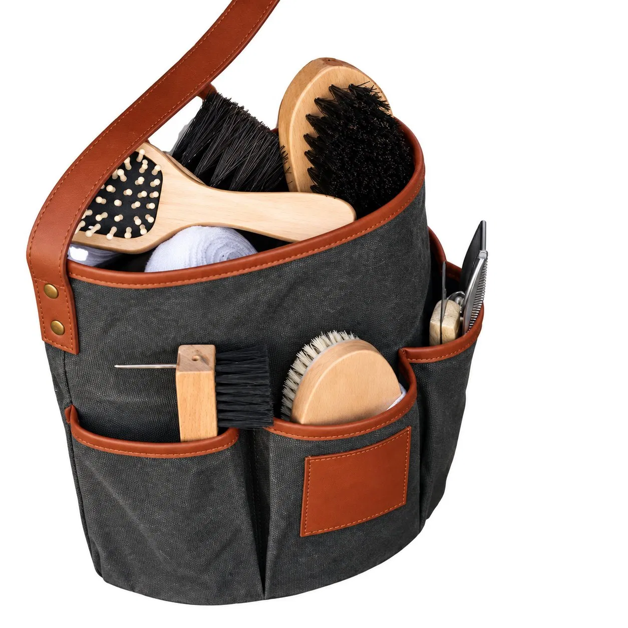 Horse Grooming Tool Organizer Tote Bag with Buckle Closure and Custom Logo