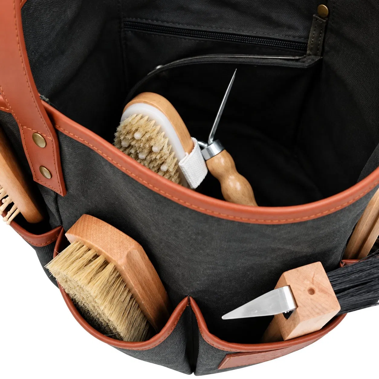 Horse Grooming Tool Organizer Tote Bag with Buckle Closure and Custom Logo