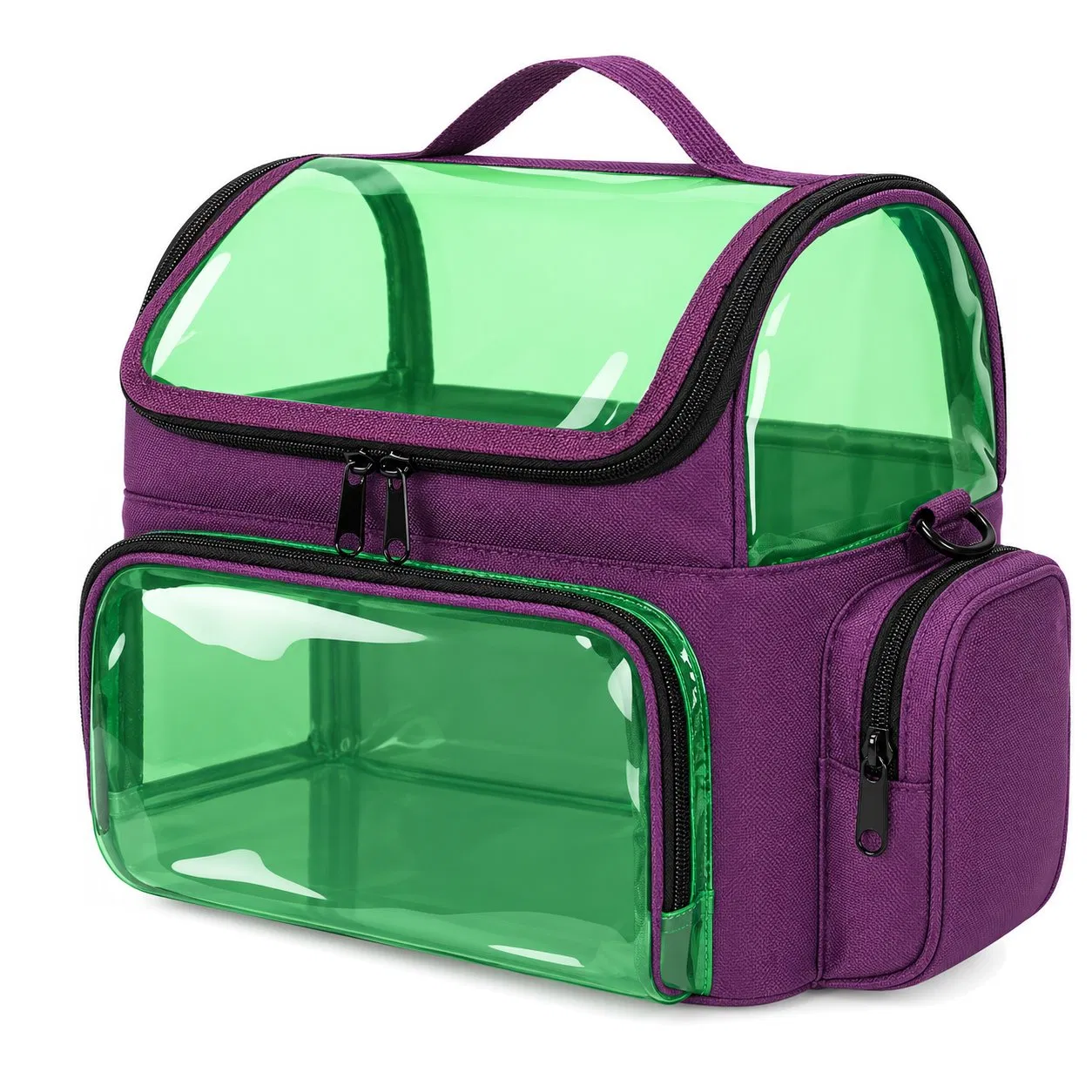 Transparent PVC Cosmetic Travel Organizer Bag with Zipper Closure and Soft Handle