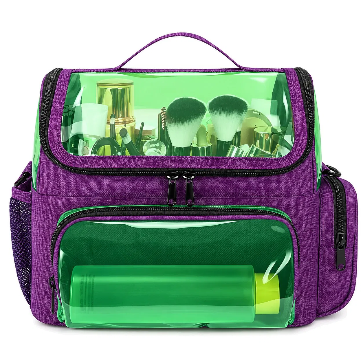 Transparent PVC Cosmetic Travel Organizer Bag with Zipper Closure and Soft Handle