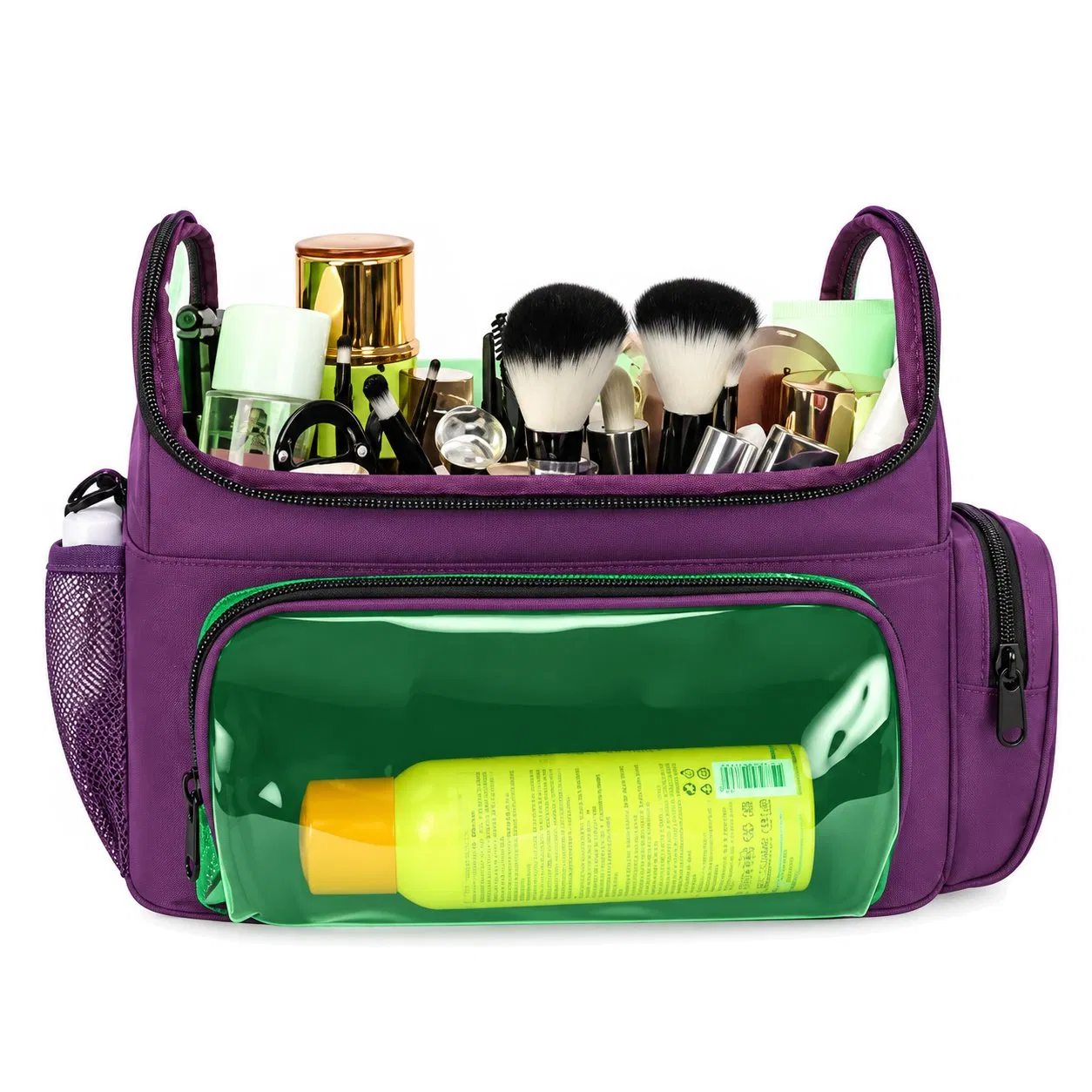 Transparent PVC Cosmetic Travel Organizer Bag with Zipper Closure and Soft Handle