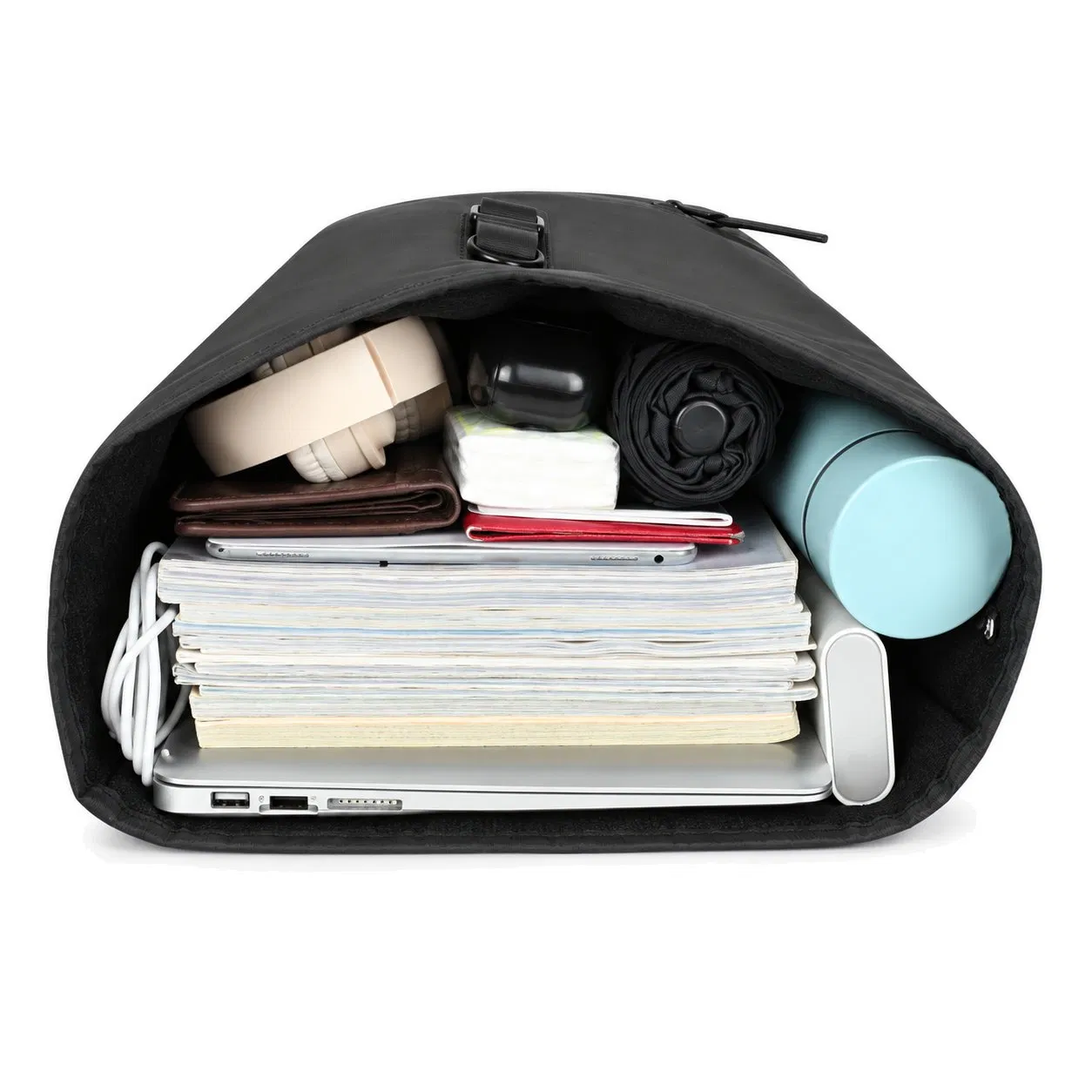 Roll Top Laptop Backpack with Expandable Storage and Computer Compartment