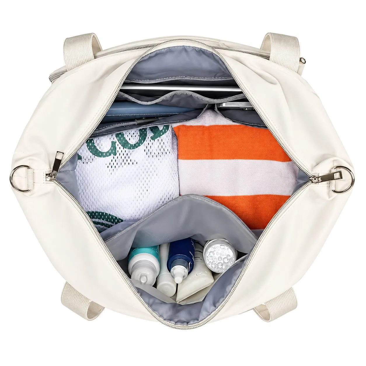 Quilted Racket Sports Tote Bag with Shoe Compartment for Tennis and Pickleball